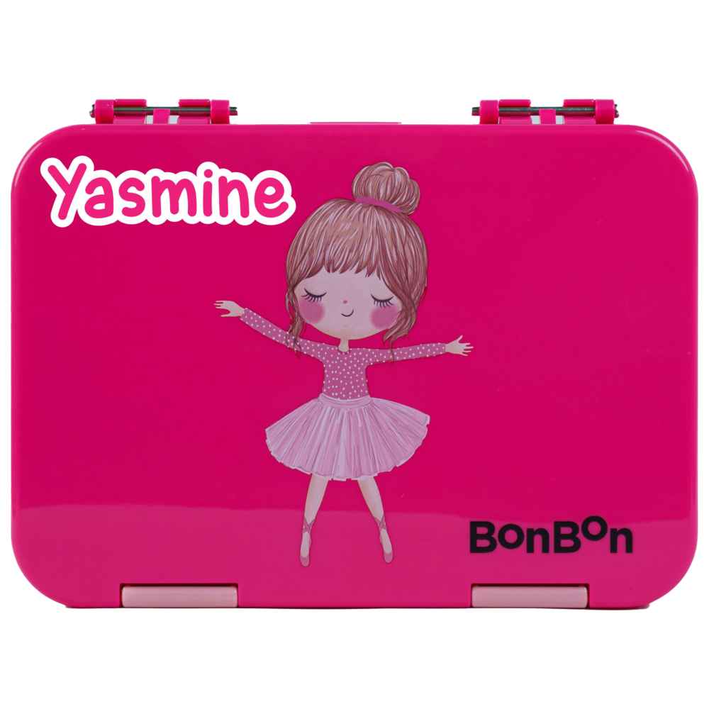 Bonbon - Personalized Prime 4-6 Compartment Lunch Box - Pink Ballerina