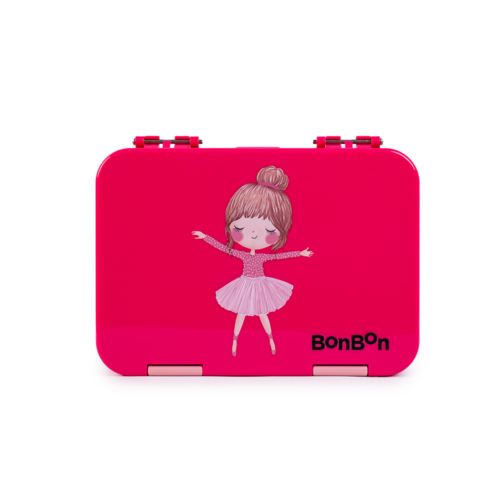 Bonbon - Personalized Prime 4-6 Compartment Lunch Box - Pink Ballerina