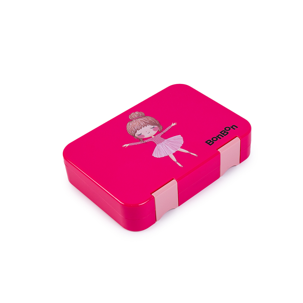 Bonbon - Personalized Prime 4-6 Compartment Lunch Box - Pink Ballerina