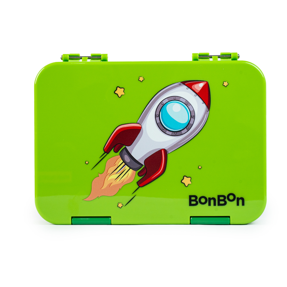 Bonbon - Personalized Prime 4-6 Compartment Leakproof Lunchbox - Rocket Launch