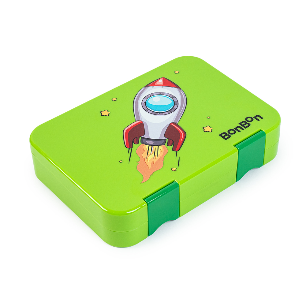 Bonbon - Personalized Prime 4-6 Compartment Leakproof Lunchbox - Rocket Launch