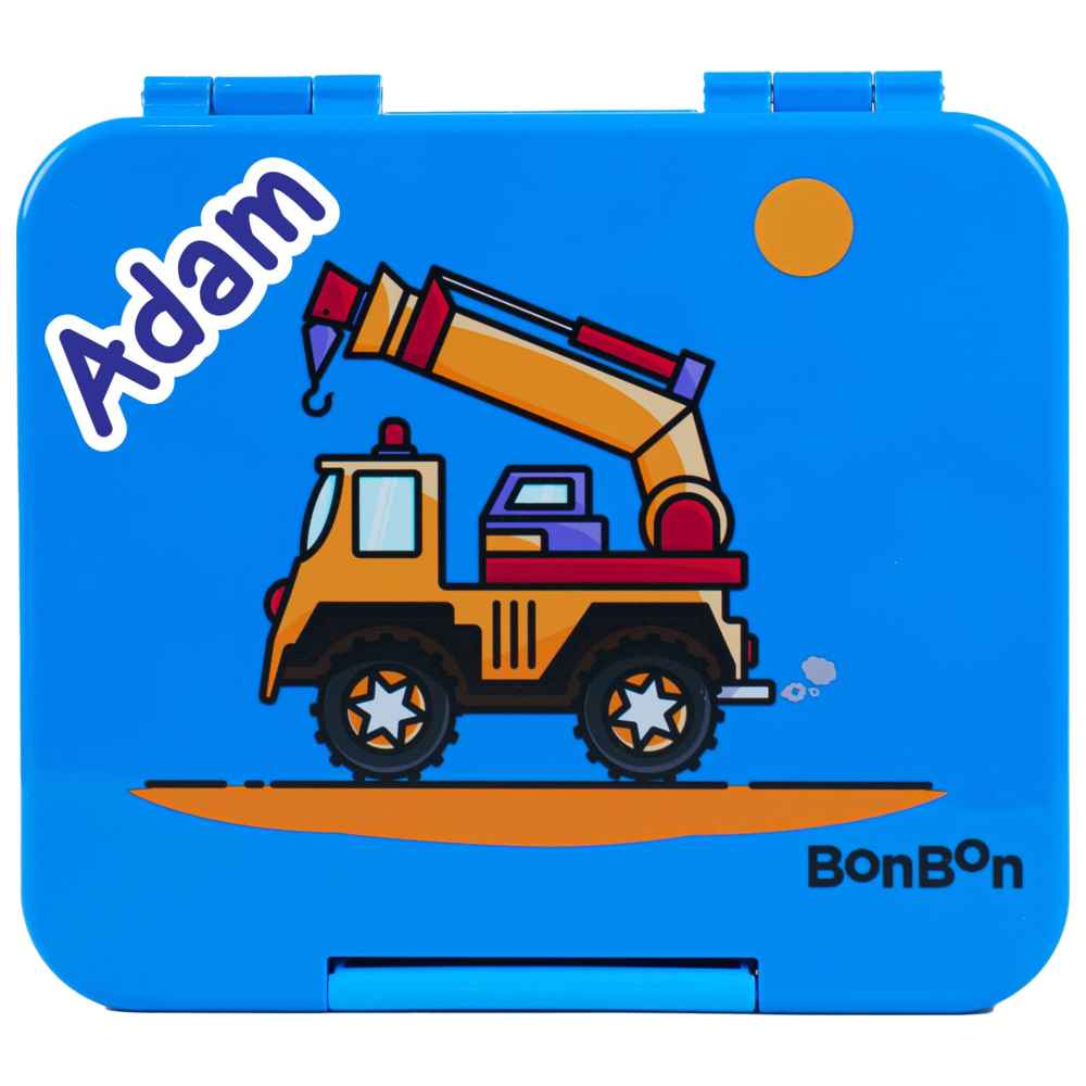 Bonbon - Personalized Elite Mini 4 Compartment Leakproof Lunchbox - Crane Truck