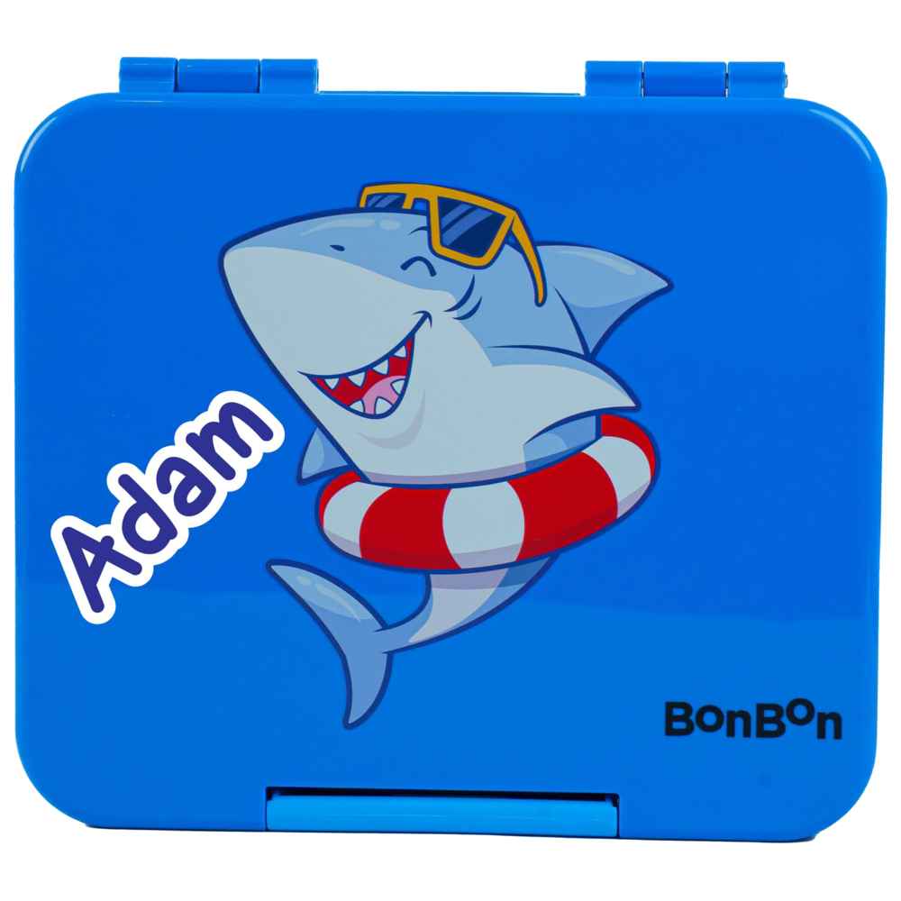 Bonbon - Personalized Elite Mini 4 Compartment Leakproof Lunchbox - Summer Shark