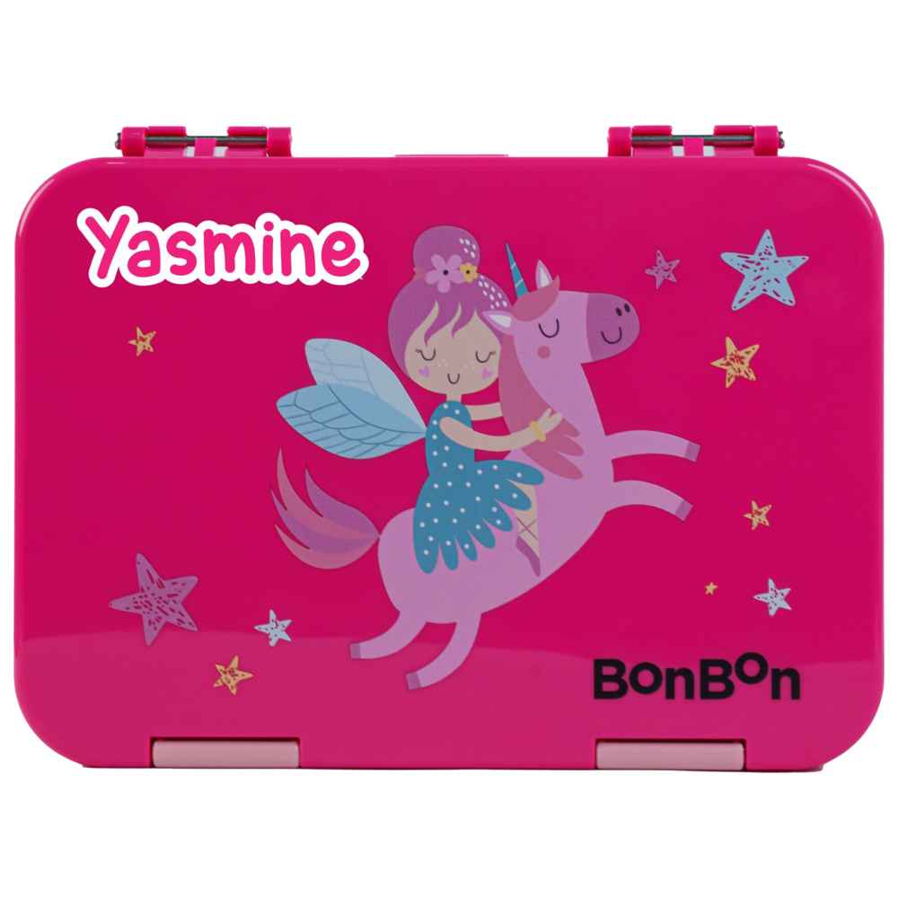 Bonbon - Personalized 4-6 Compartment Lunch Box - Pink Fairy