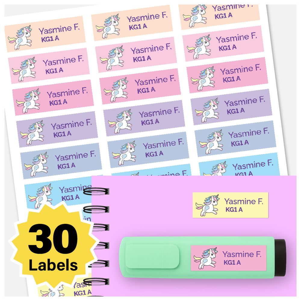 BonBon - Personalized Labels - Pack of 30 - Pastel Unicorns