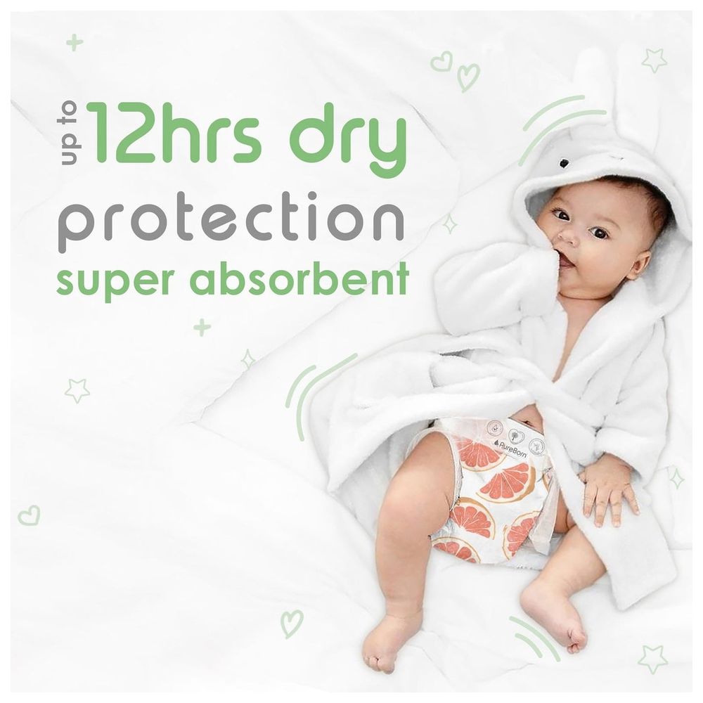 Pureborn - Organic Nappies - Size 2 - S - 3-6 kg - 64 Count