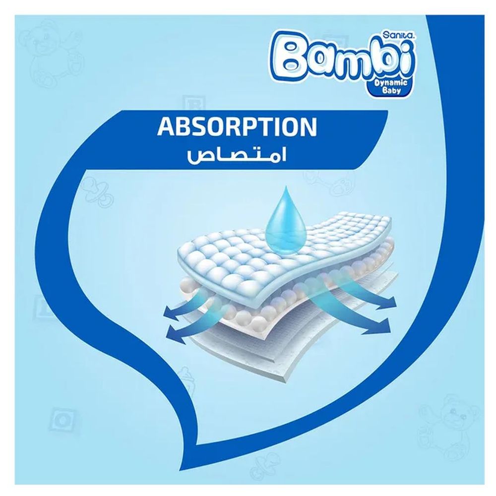سانيتا بامبي - حفاضات أطفال مقاس 3 - 6-11 كغ - متوسط - عبوة 2 - 184 قطعة
