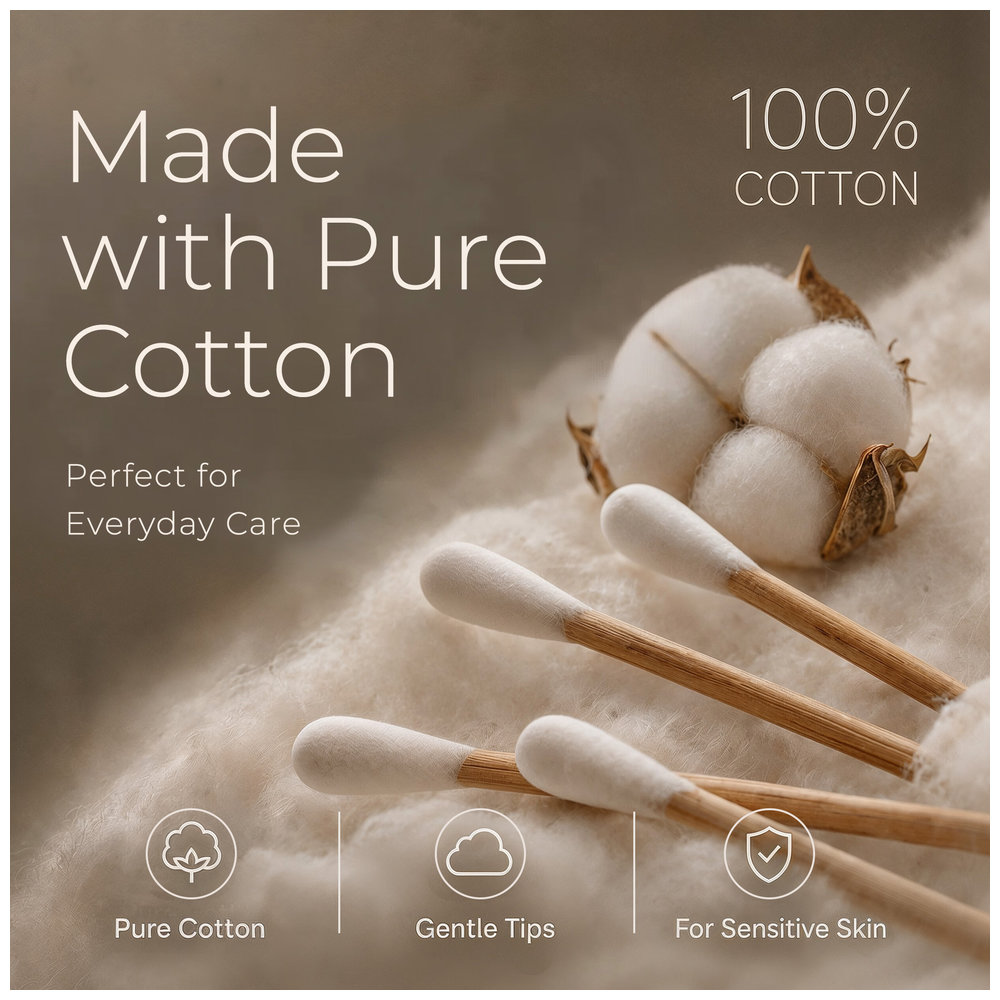 Kokoshi - Premium Cotton Wooden Buds - White