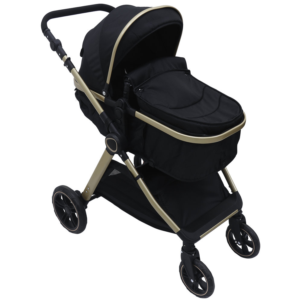 Bebesitos - Sturdy 3-In-1 Reversible Bassinet Newborn Stroller Pram - Black