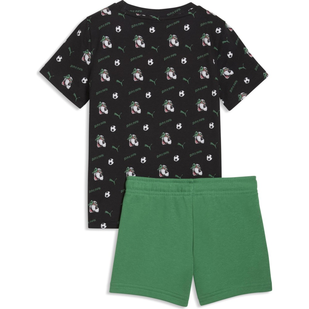 Puma Kids Super Puma T-Shirt and Shorts Black/Green - 2 Pcs