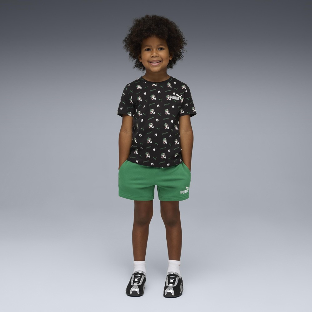 Puma Kids Super Puma T-Shirt and Shorts Black/Green - 2 Pcs
