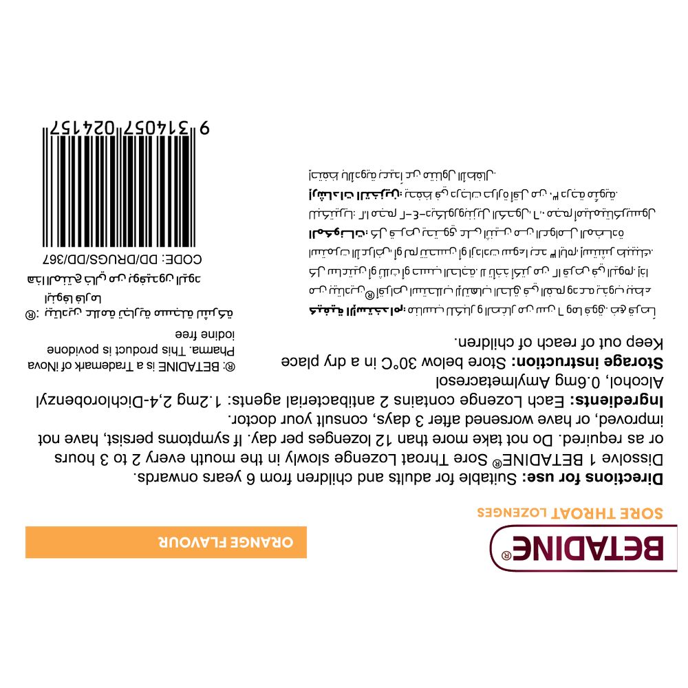 Betadine - Sore Throat Lozenges - Orange - 24 Pcs