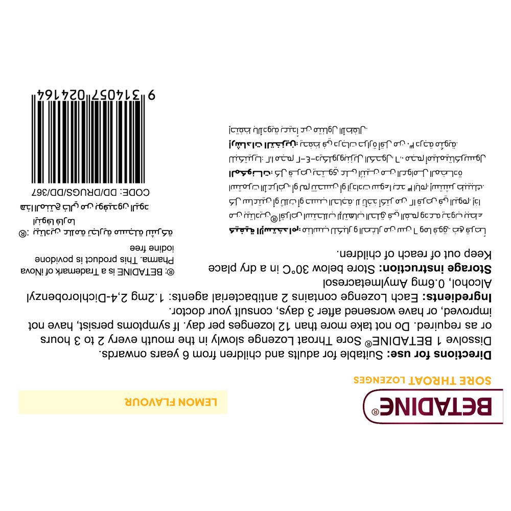 Betadine - Sore Throat Lozenges - Lemon - 24 Pcs