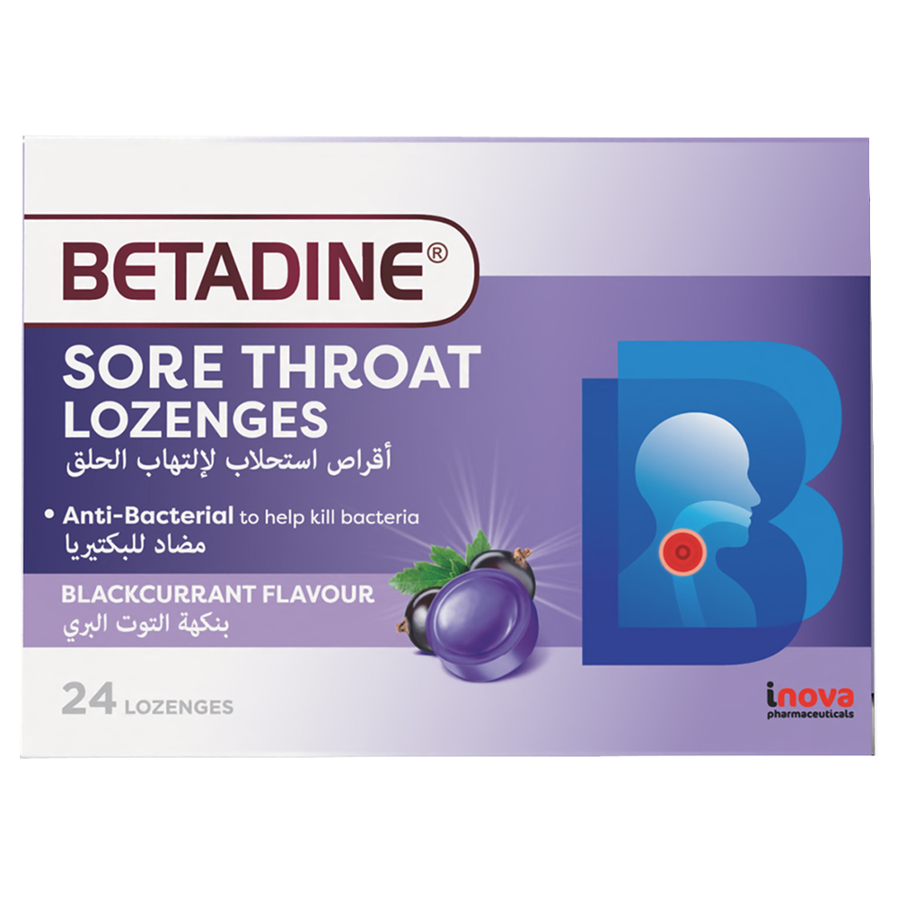 Betadine - Sore Throat Lozenges - Black Currant - 24 Pcs