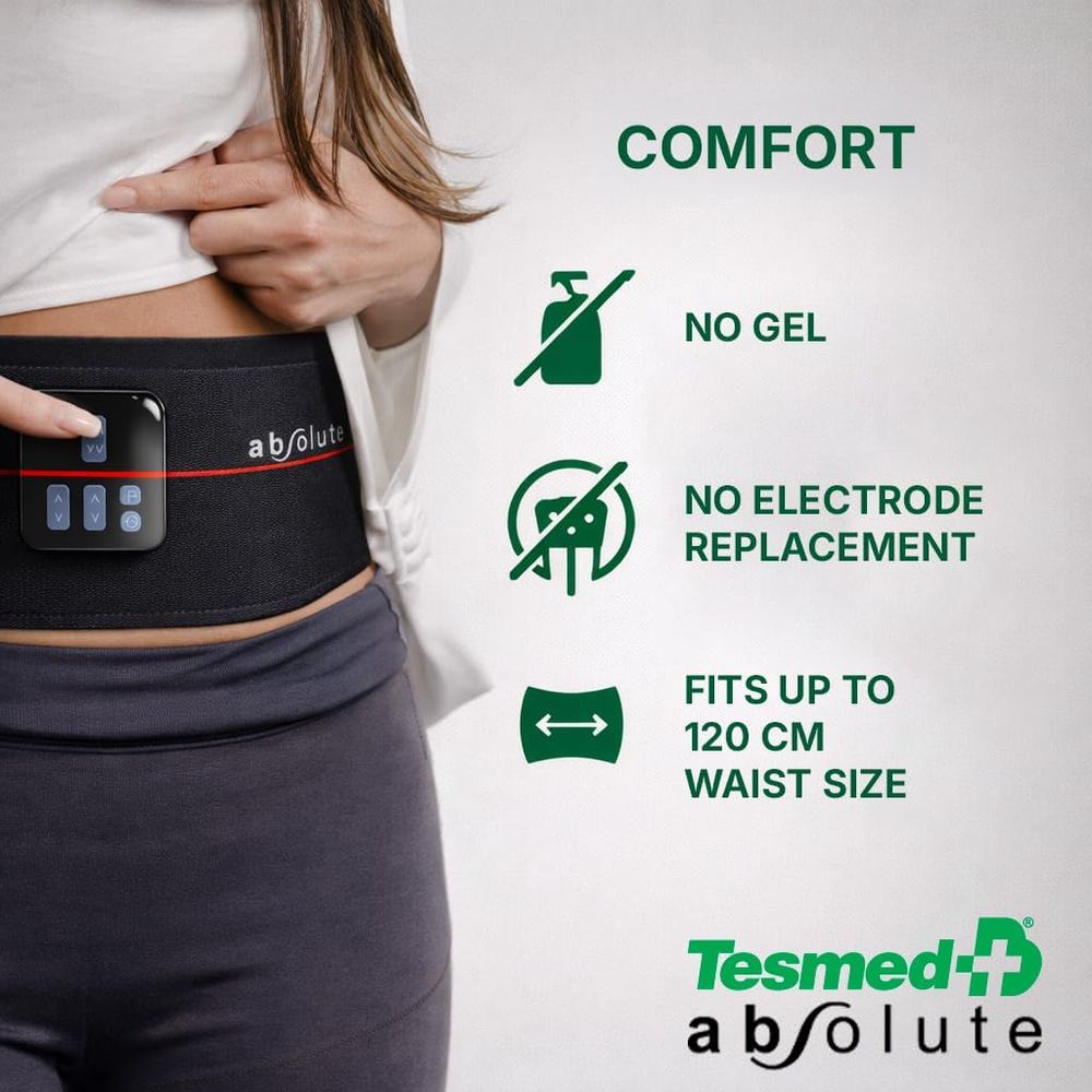 Tesmed - Absolute EMS Abs Muscle Stimulator Belt - Black