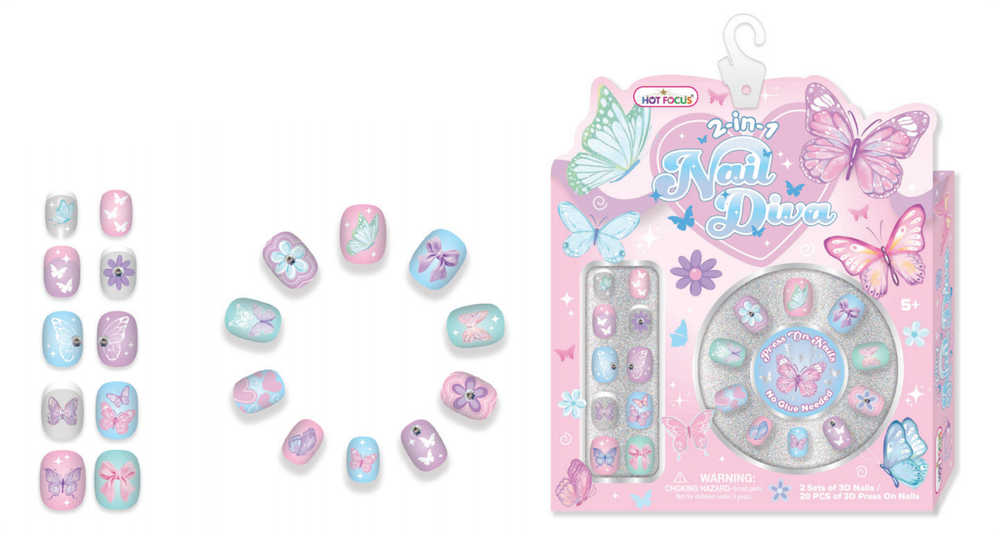 Hot Focus Nail Diva Kit - Butterflies - 20pcs