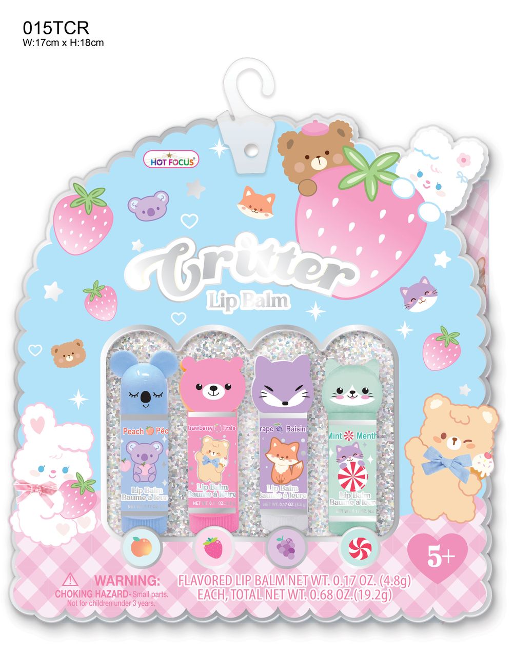 Hot Focus - Critter Lip Balm Set - Multicolor - Pack of 4 - 4.8 gm