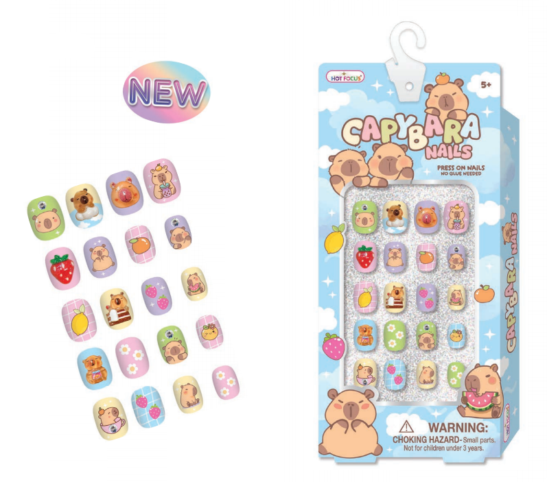 Hot Focus - Capybara Press-On Nail Set - Multicolor