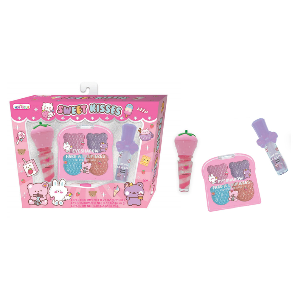 Hot Focus - Sweet Kisses Eyeshadow With Lip Gloss & Gel Set - Multicolor