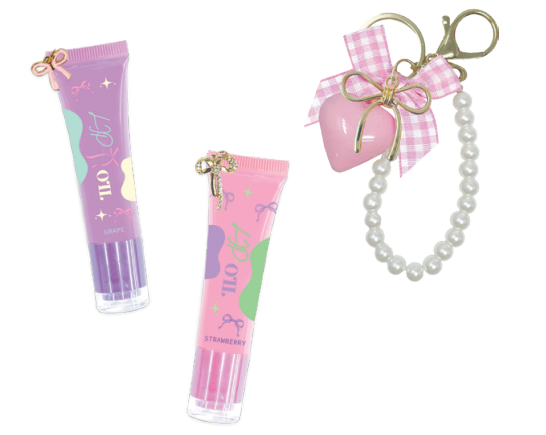 Hot Focus - Silky & Glow Lip Oil With Keychain Set - Multicolor - 3 Pcs - 12.42 ml