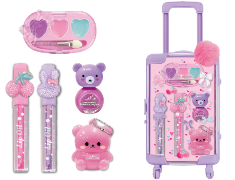 Hot Focus Mini Luggage Beauty Set - Purple - 6 Pcs