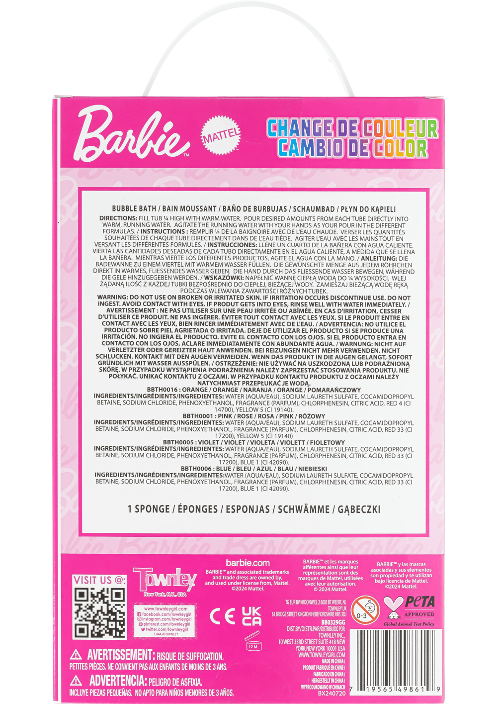 Townleygirl - Barbie Color Changing Bubble Bath Set - 65 ml - 5 Pcs
