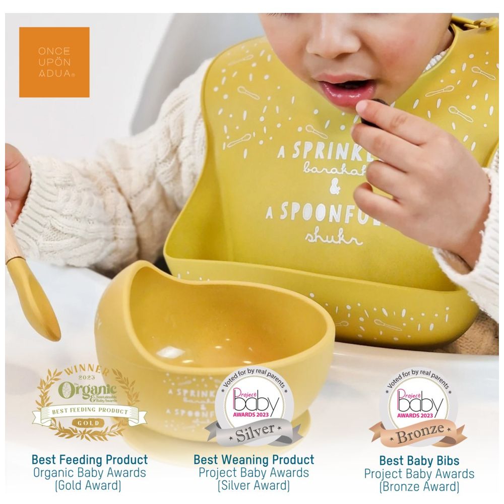 ONCE UPON A DUA Lux Silicone Bowl And Spoon Set - Mustard