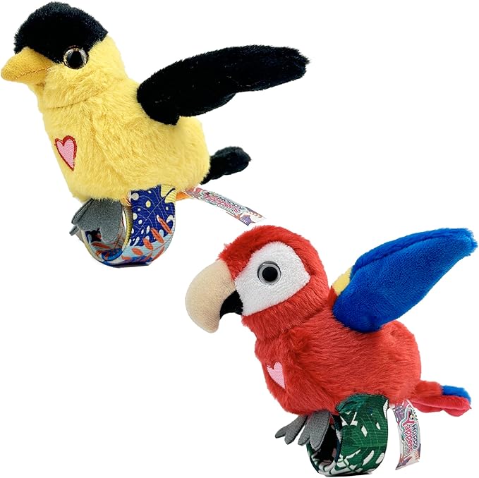 Happy Yappers - Interactive Bird Toy - Oriole & Red Parrot - 2 Pcs