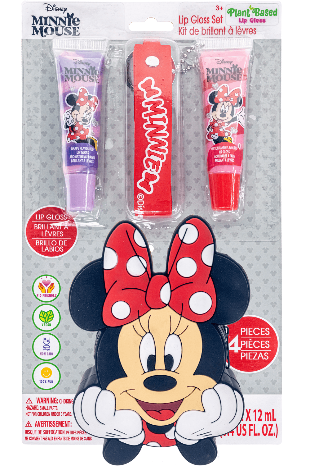 TownleyGirl - Disney Minnie Mouse Lip Gloss With Silicone Bag - 4 Pcs