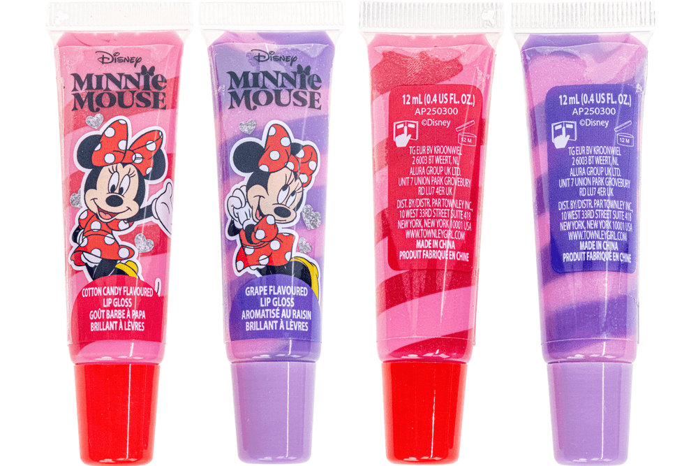 TownleyGirl - Disney Minnie Mouse Lip Gloss With Silicone Bag - 4 Pcs