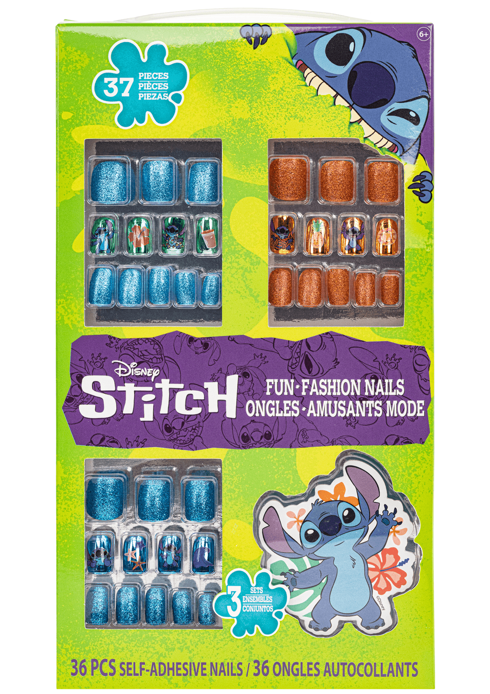 TownleyGirl - Disney Stitch Press-On Nails With File - Multicolor - 37 Pcs