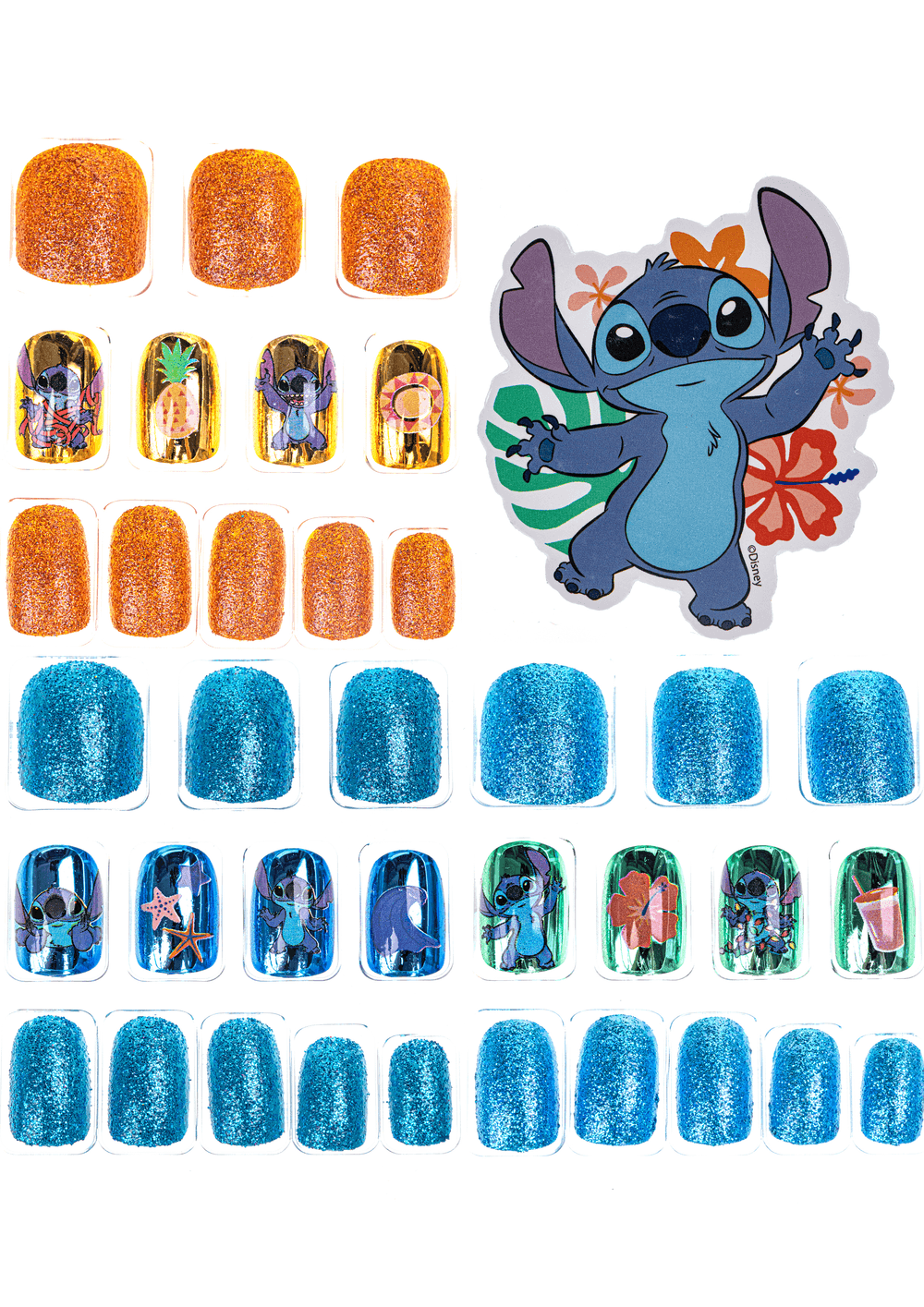 TownleyGirl - Disney Stitch Press-On Nails With File - Multicolor - 37 Pcs