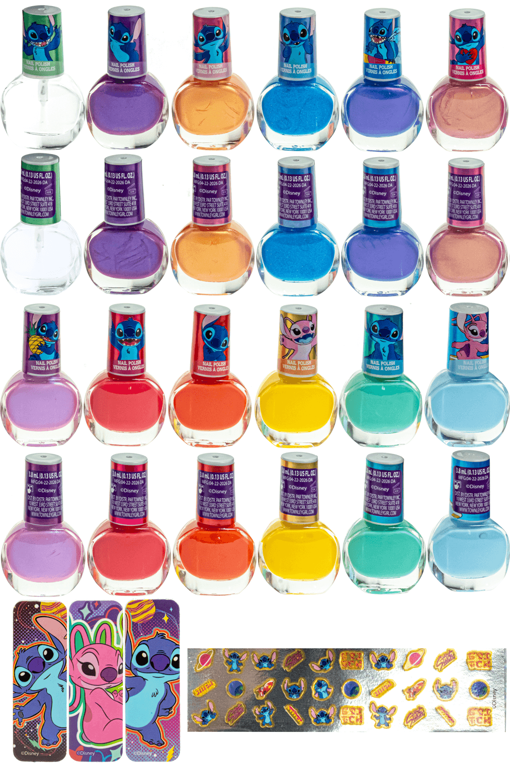 TownleyGirl - Disney Stitch Nail Polish Set With Nail Accessory - 16 Pcs