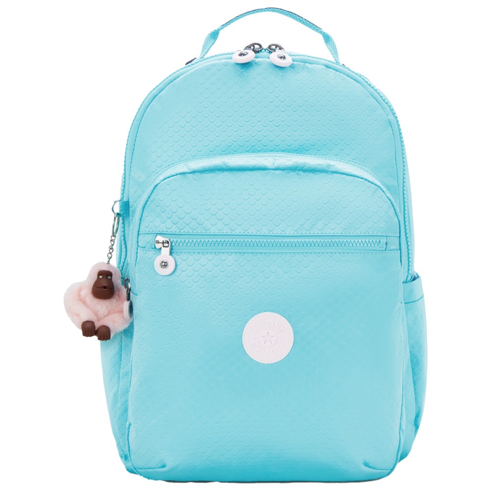 Kipling - Seoul Backpack With Laptop Compartment - Blue Mermaid Emboss - 17-Inch