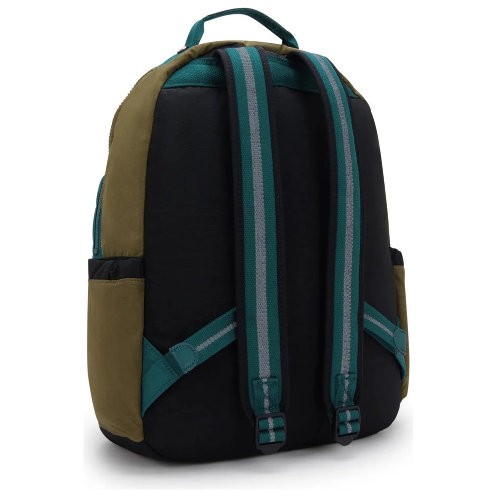 Kipling - Seoul Backpack With Laptop Compartment - Black Khaki Block - 17-Inch