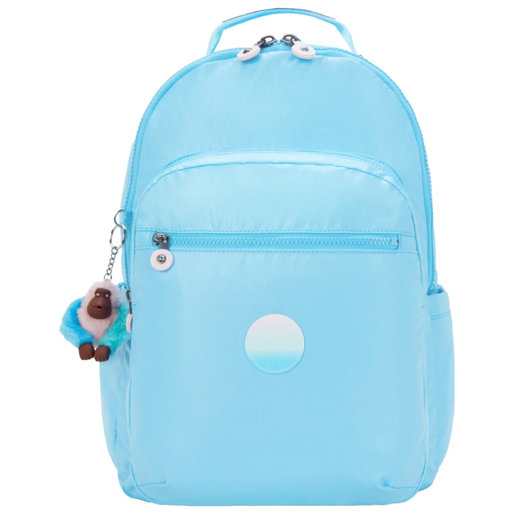 Kipling - Seoul Backpack With Laptop Compartment - Sea Blue Met - 17-Inch