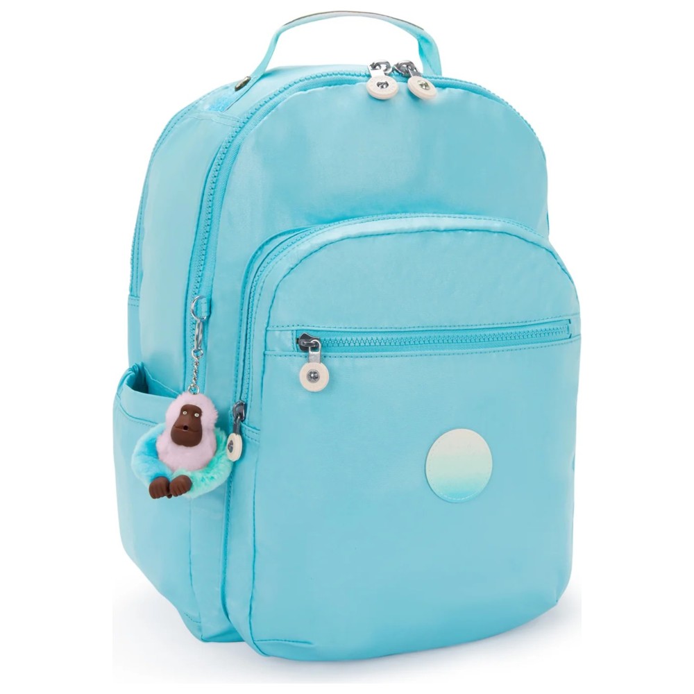 Kipling - Seoul Backpack With Laptop Compartment - Sea Blue Met - 17-Inch