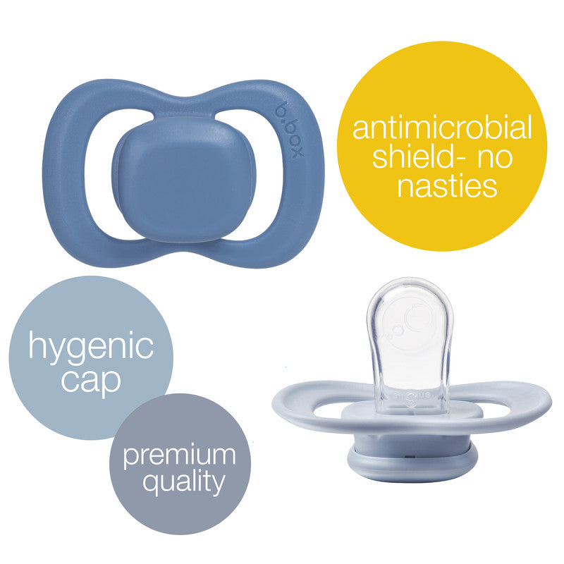 B.Box - Silicone Pacifier 6 to 18 M - Pack of 2 - Ocean/Sky