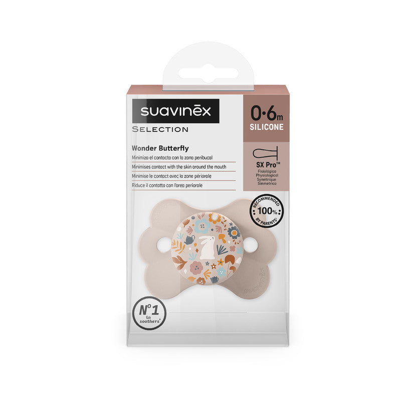 Suavinex - SX Pro Ultra Soft Butterfly Shape Baby Pacifier 0-6 months - Pink