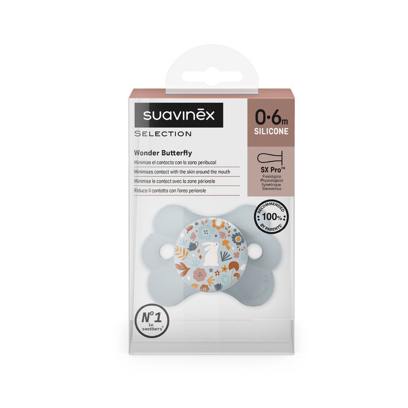 Suavinex - SX Pro Ultra Soft Butterfly Shape Baby Pacifier 0-6 months - Blue