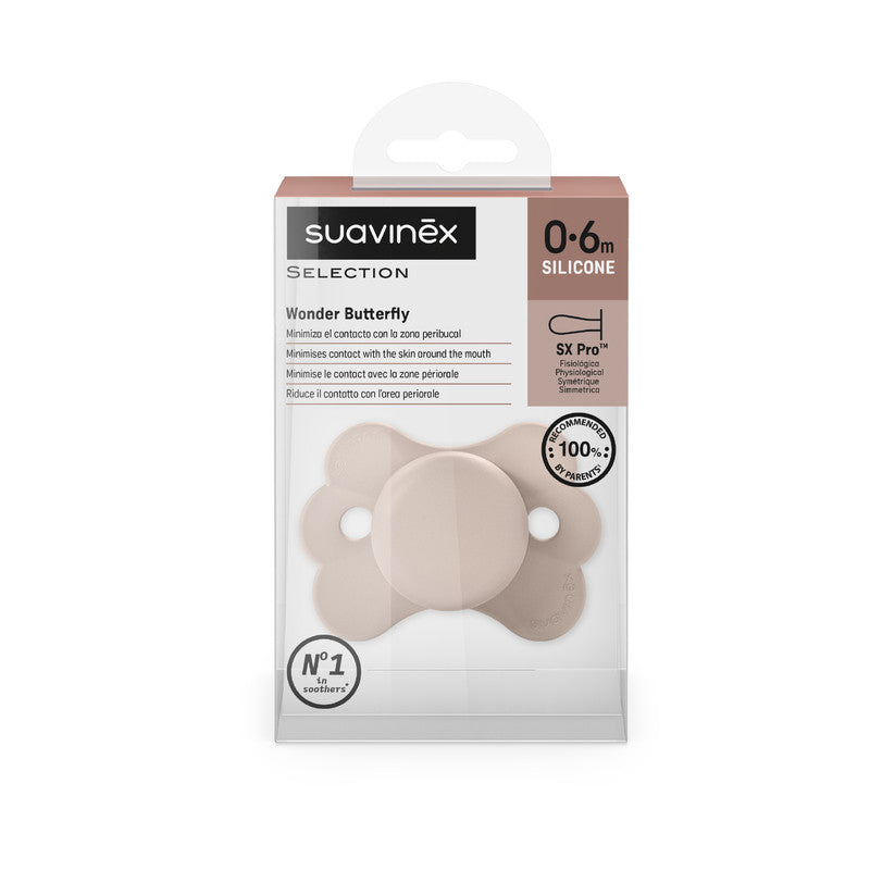 Suavinex - SX Pro Ultra Soft Butterfly Shape Baby Pacifier for Babies 0-6M  - Pink