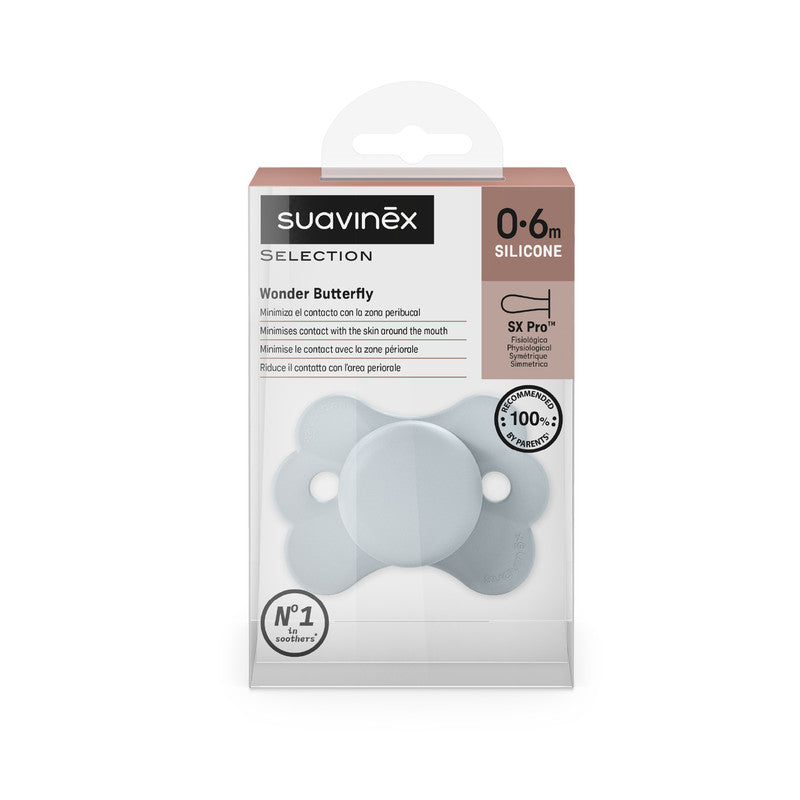Suavinex - SX Pro Ultra Soft Butterfly Shape Baby Pacifier 0-6 months - Blue