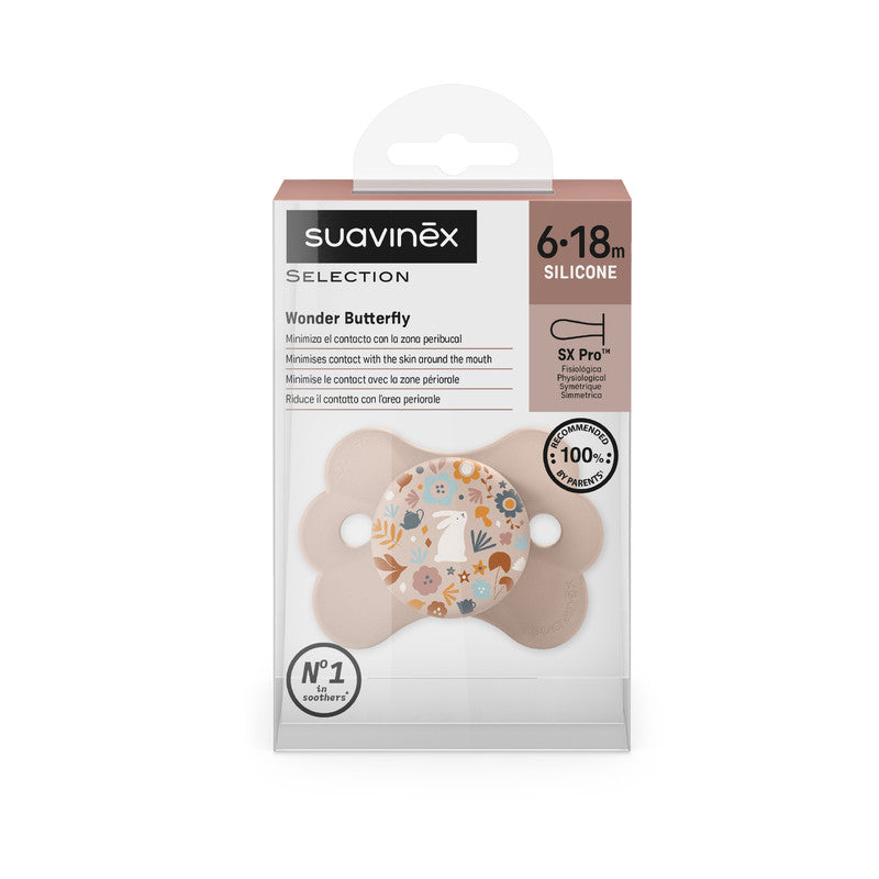 Suavinex - SX Pro Ultra Soft Butterfly Shape Baby Pacifier 6-18M - Pink