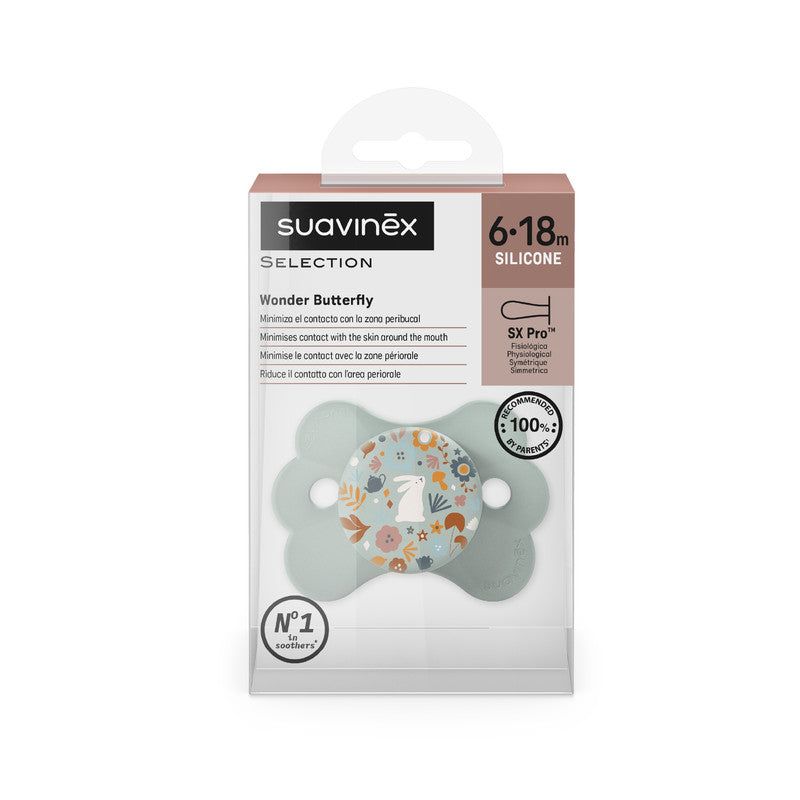 Suavinex - SX Pro Ultra Soft Butterfly Shape Baby Pacifier 6-18 Months - Blue