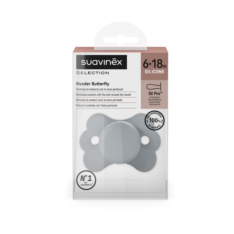 Suavinex - SX Pro Ultra Soft Butterfly Shape Baby Pacifier 6-18 months - Beige
