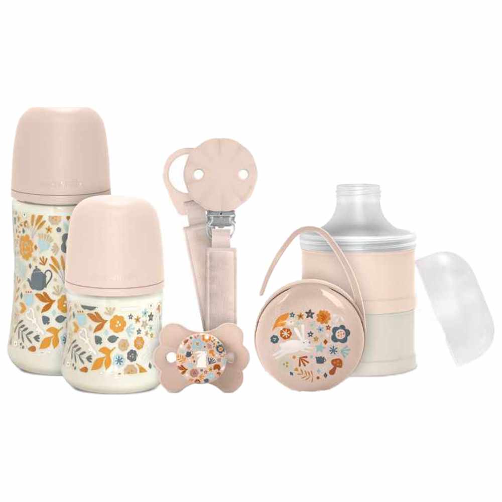 Suavinex - Welcome Baby Feeding Gift Set of 5 for New Born Baby - Pink