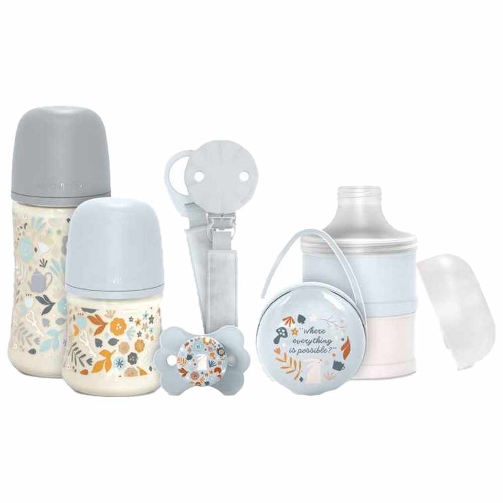 Suavinex - Welcome Baby Feeding Gift Set of 5 for New Born Baby - Blue