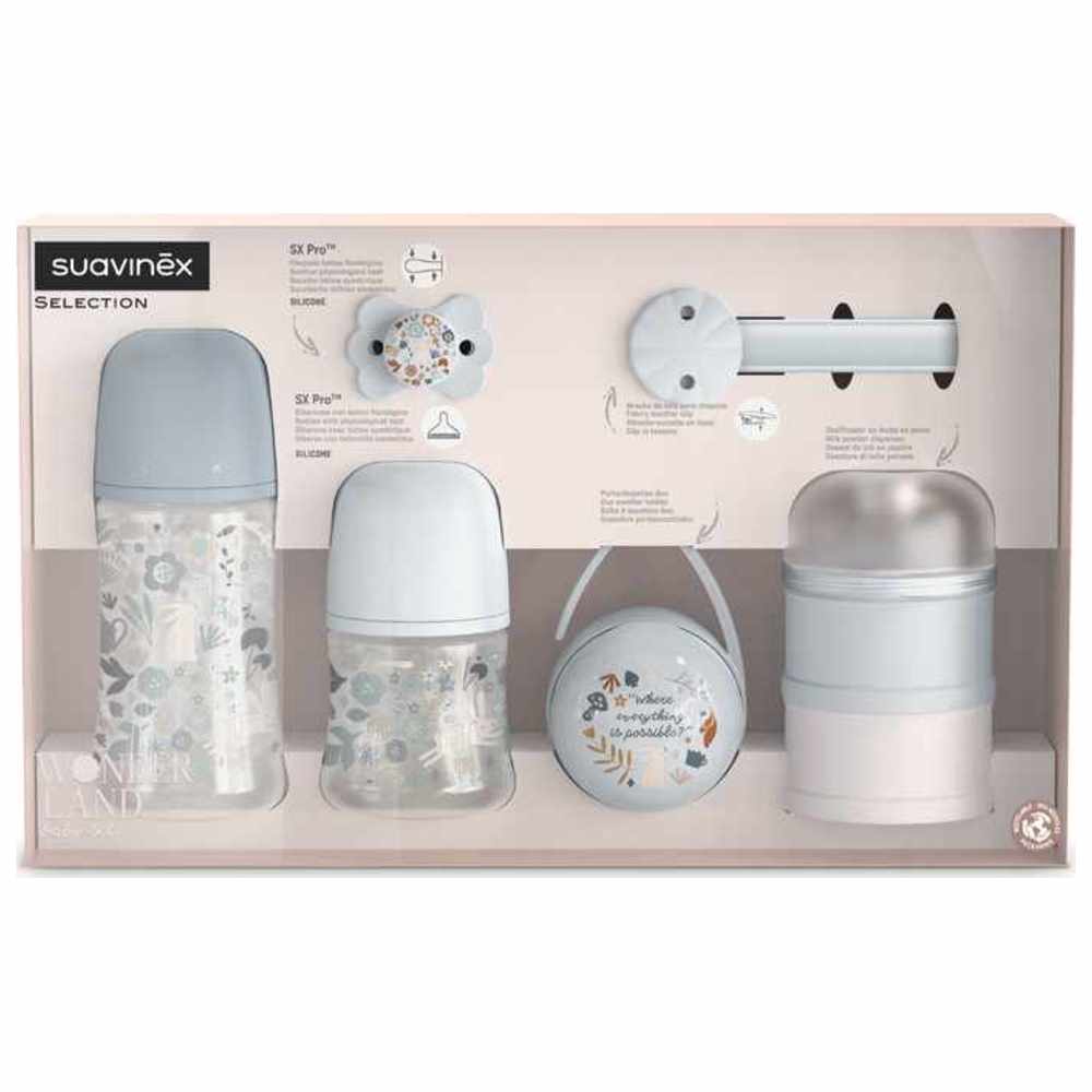 Suavinex - Welcome Baby Feeding Gift Set of 5 for New Born Baby - Blue