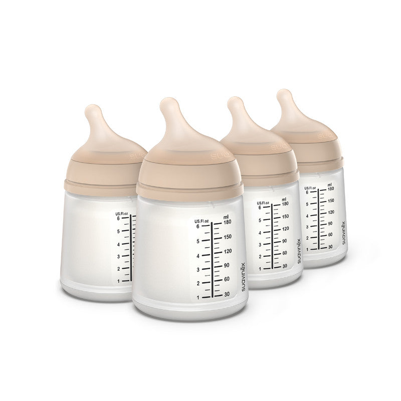 Suavinex - Zero Zero Anti Colic Baby Feeding Bottle  180 ml Set of 4 - Beige