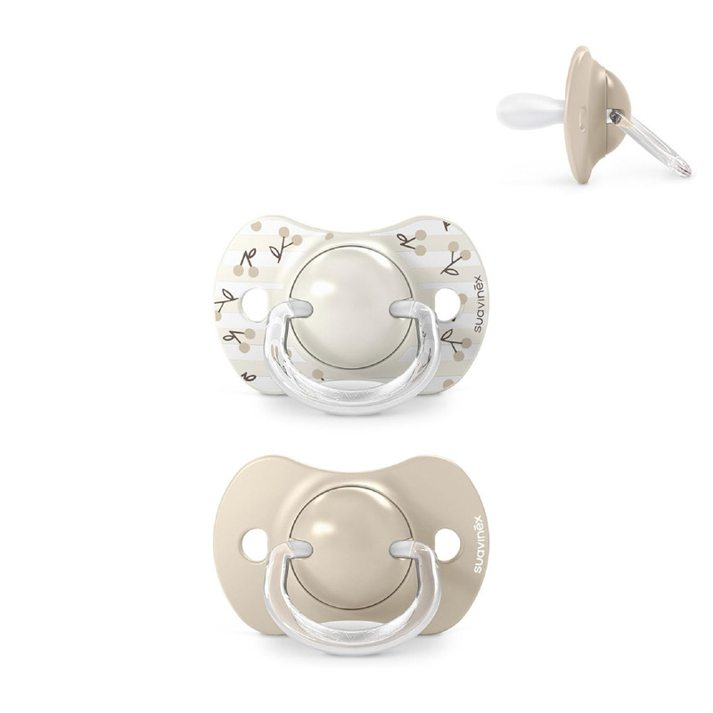 Suavinex - Silicone Teat Pacifier - 0-6M - Birdies Beige - 2 Pc Set